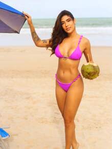 Triangle Bikini With Removable Pads And Lined Beads - Style And Comfort In The Right Measure - Morado - Ver 5