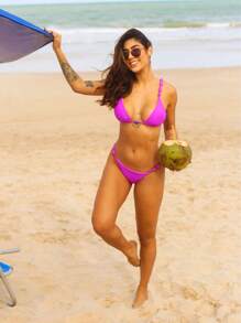 Triangle Bikini With Removable Pads And Lined Beads - Style And Comfort In The Right Measure - Morado - Ver 3
