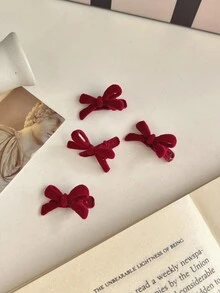 2 件装女士黑色植绒可爱蝴蝶结发夹，适合约会、派对、日常装扮和万圣节穿着 - 黑色 - 查看 5