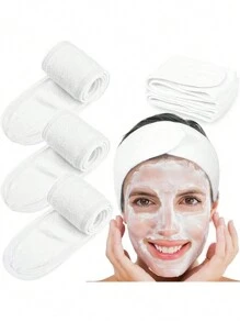 1入組水療面部頭帶，毛巾調節頭巾淋浴發帶彈性毛巾浴巾，適用於沐浴化妝瑜伽運動 - 黑色 - 查看 7