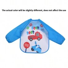 1 件婴儿防水长袖喂奶围兜/艺术罩衣，随机设计 - 藍色 - 查看 3