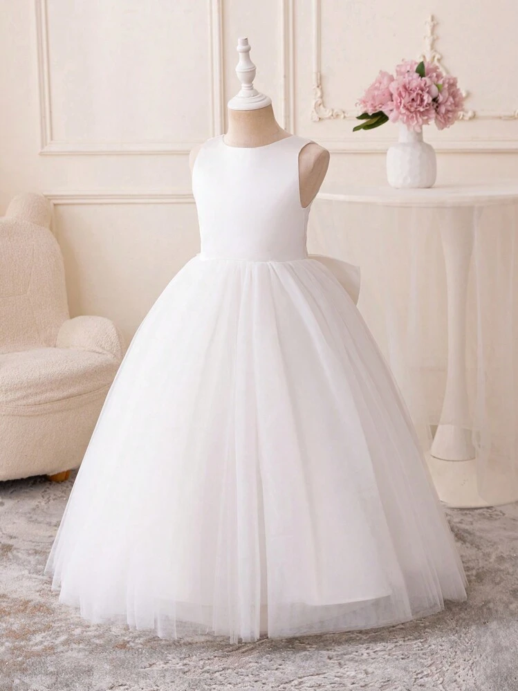 Vestido de fiesta de tul blanco para adolescentes, adecuado para eventos de cumpleaños o reuniones en la escuela secundaria - Blanco - Añade 4