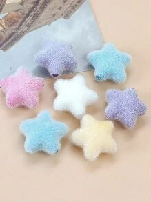 10pcs/Set Mixed Style Flocked Heart, Star, Bell, Bow Beads DIY Decorative Jewelry Accessories