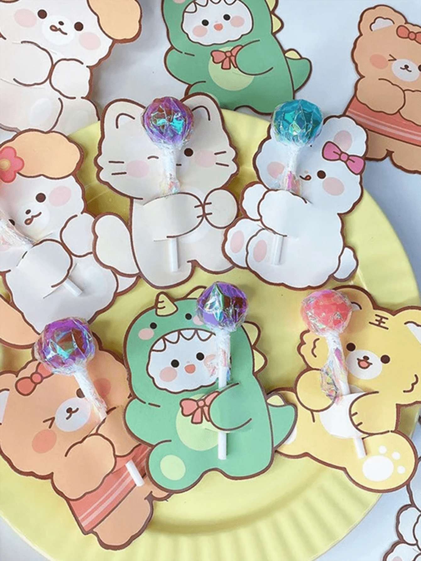 10pcs/30pcs/50pcs Cartoon Halloween Christmas Dinosaur Lollipop Cardboard