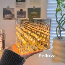 21 piezas Set de flores Tulipán Luz de noche, lámpara decorativa LED de noche para dormitorio, lámpara de mesa de flores de tulipán mágica DIY y espejo 2 en 1, regalos de cumpleaños para mujeres y niñas - Multicolor - Ver 18