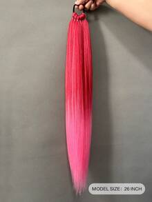 红色/粉色长辫马尾辫接发带马尾辫 26 英寸长合成直辫发马尾辫 DIY 编织适合女性女孩日常派对角色扮演、假期和其他节日 - 漸層粉紅色 - 查看 3