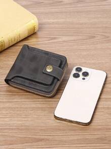 Minimalist Business Style PU Zipper Wallet For Men Wallet Purse Wallet Small Wallet Men Wallet Leather - Black - View 6