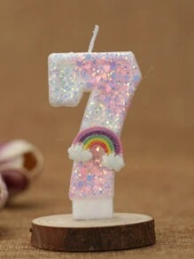 1 pieza Vela de número para pastel de cumpleaños con efecto ombre de rosa a blanco arcoíris, vela de cumpleaños creativa y romántica, suministros y decoración para fiesta de cumpleaños, decoración de habitación, regalos, velas de cumpleaños, decoraciones de cumpleaños, feliz cumpleaños, velas para pastel, decoración de habitación