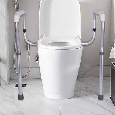 Adjustable Toilet Rails | Aluminum Alloy Bathroom Safety Frame | Adults Senior Disabled Handicap | Easy Assembly Adjustable Stand Alone Toilet Grab Bar With Handle For Elderly Disabled Patient
