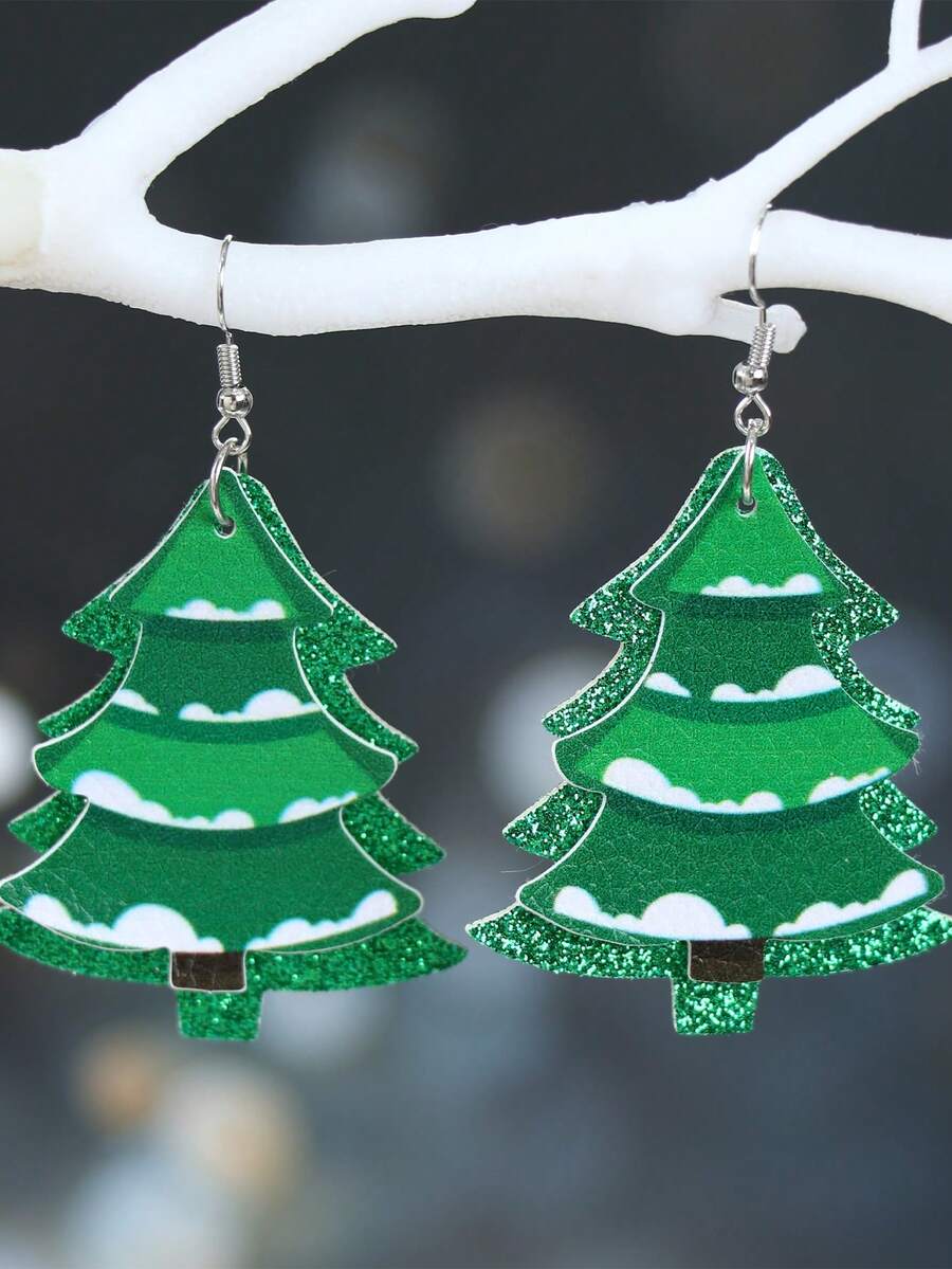 3 cặp bông tai da Giáng sinh, bông tai thiết kế cây thông Noel sáng tạo, mặt dây chuyền Giáng sinh, đồ trang trí Giáng sinh, đồ dùng tiệc Giáng sinh, đồ trang trí Giáng sinh, đồ trang trí Giáng sinh, đồ trang trí cây thông Noel, Halloween, đồ trang trí Halloween - cây thông giáng sinh - Xem 1