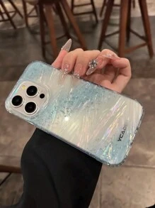 Clear Glitter Shell Pattern Gradient Phone Case Compatible With Iphone 16 14 15 13 Pro 11 12 Pro Max 16 15 14 PlusGradient Sequins Bumper Back Cover - Blue - View 2