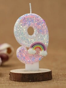 1 pieza Vela de número para pastel de cumpleaños con efecto ombre de rosa a blanco arcoíris, vela de cumpleaños creativa y romántica, suministros y decoración para fiesta de cumpleaños, decoración de habitación, regalos, velas de cumpleaños, decoraciones de cumpleaños, feliz cumpleaños, velas para pastel, decoración de habitación