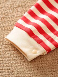 Yierying Pasgeboren babyjongen schattige rendier grafische rode neus gestreepte lange mouw romper, voor Kerstmis