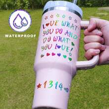 Nhãn dán chữ bằng vinyl chống thấm nước cho cốc, 8 nhãn dán chữ cái tên để cá nhân hóa tên và logo trên cốc, nhãn dán chữ cho bình nước dành cho người lớn và học sinh, cốc 40 30 oz, phụ kiện - 8 hình ảnh màu laser - Xem 4