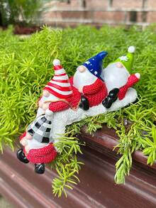 1 件侏儒架子坐垫收藏品小雕像，有趣的侏儒悬挂在架子或桌子边缘树脂雕像圣诞节装饰品，适合圣诞节家庭办公室装饰品礼物，万圣节，万圣节装饰 - 彩色 - 查看 11