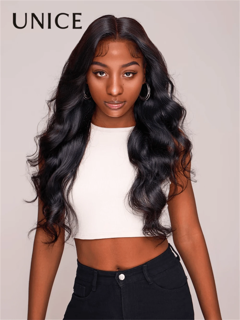 UNice Hair 5x5 Thin HD BlendAway Lace Closure Glueless Body Wave Wig With Bleached Knots Match All Skin 180% Density Put On And Go Glueless 0 Skill Needed Body Wave Black Air Wig - SNatural - Xem 1