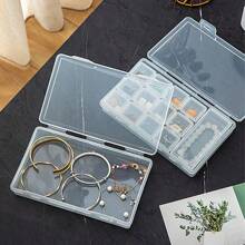 4 szt./1 szt. Przezroczyste przenośne kwadratowe pudełko do przechowywania biżuterii z wieloma kratkami na naszyjniki, kolczyki, pierścionki i akcesoria