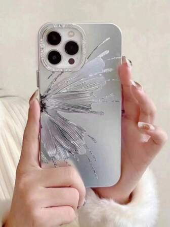 Butterfly-Shaped Phone Case Plated With Silver And Gold, Compatible With IPhone 15 Pro Max/14 Pro/13 Pro/12, Full Coverage Anti-Drop Silicone Protection, Minimalist Design Waterproof Shockproof Scratch Resistant
