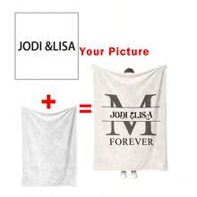 1pc Customized Text Fleece Blanket, Personalized Blanket With Text For Mother's Day Gift For Mom, Father's Day Gift For Dad, Bedding, Family Customized Blanket With Name Or Text