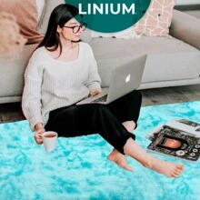 Alfombra Tapete Decorativa Sala Hogar 160x120cm Suave - Azul menta - Ver 7