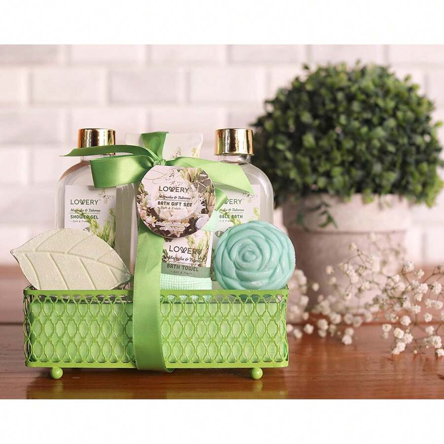 Lovery Lovery Home Spa Gift Basket Magnolia Tuberose Fragrance 7 Pc