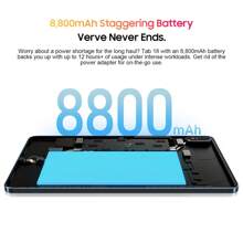 Tablet PC Blackview Tab18 con display da 12 pollici 2000x1200, CPU octa-core Heilo G99, 8+8 GB di RAM, 256 GB di ROM con espansione per scheda Micro SD da 1 TB, supporto LTE, tablet Android 13 Dual SIM, batteria da 8800 mAh con versatile porta Type-C, fotocamere posteriori da 8 MP+16 MP. - Spina tipo C UE (220-240 V) - Visualizzare 5