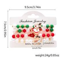4pcs Christmas Charm Bracelet Set - Colorful Santa & Reindeer Beaded, Adjustable Drawstring Design - Perfect Holiday Party Gift For Women