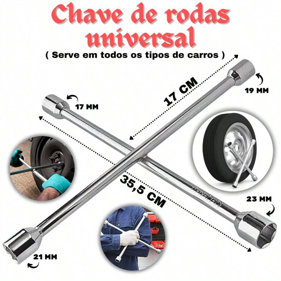Universal Star Wheel Wrench For Car 4-Way 17 19 21 23 Cross Type - 銀色 - 查看 1