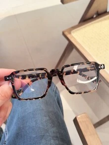 1 件装男士多色新款几何框架复古经典时尚透明镜片眼镜，适合学校、商务 - 彩色 - 查看 12