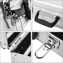 Lockable Flight Case Portable Aluminium Box Silver Carrying Case For Measurement Instruments Storage Toolbox (400 X 240 X 125 Mm) - Black - View 5