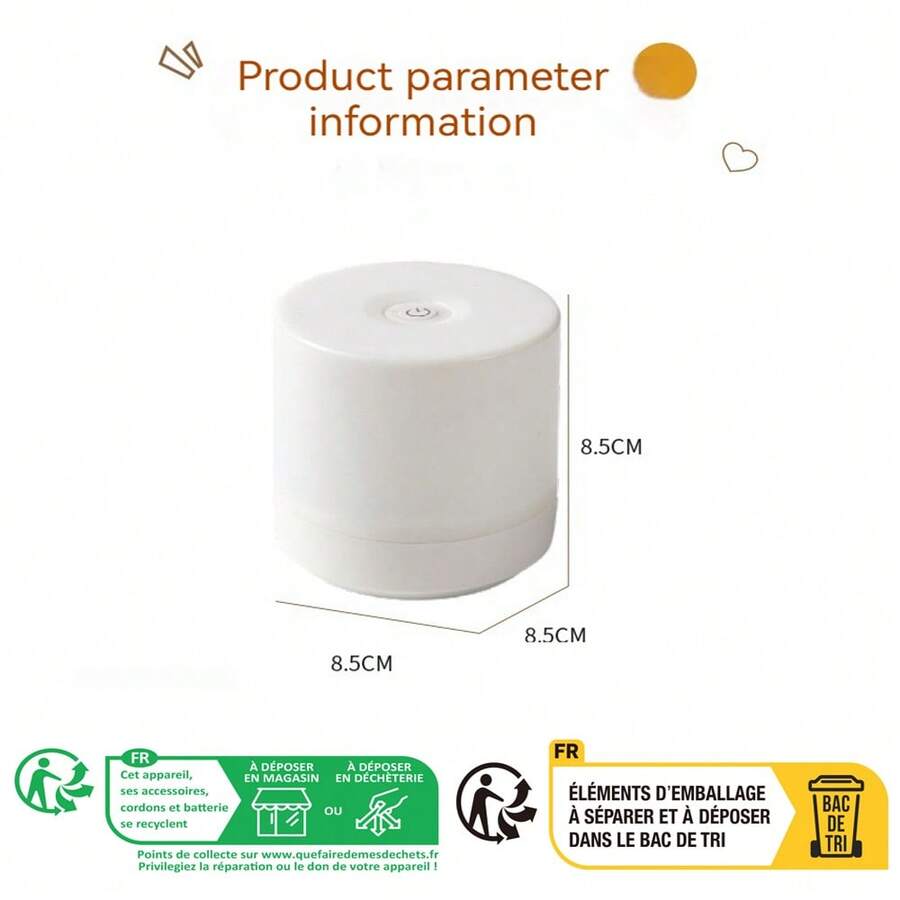 1pc Touch Control Led Rechargeable Night Light, With Usb Cord, 3 Colors