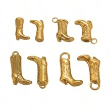 3pcs Stainless Steel 18K Gold-Plated Boots Pendant Pendant DIY Necklace Earrings Jewelry Accessories Making