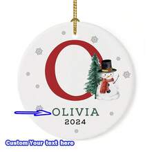 1pc Customizable Christmas Ornament - Personalized 26 Letter Alphabet Name - Festive Decoration, Customize Name Text, Christmas Gift For Yourself, Friends, Girlfriend, 8*8cm Round Ball Ornament,Christmas