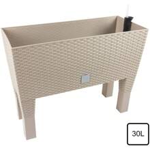 Prosperplast Hoge rechthoekige plantenbak 30 liter met zelfwater gevende mokka kleur 60 x 25 x 46 cm met poten