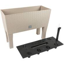 Prosperplast Hoge rechthoekige plantenbak 30 liter met zelfwater gevende mokka kleur 60 x 25 x 46 cm met poten