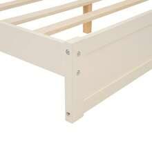 MISSUNNY Full Size Wood Platform Bed With House-Shaped Headboard And Built-In LED, Walnut+Milk White