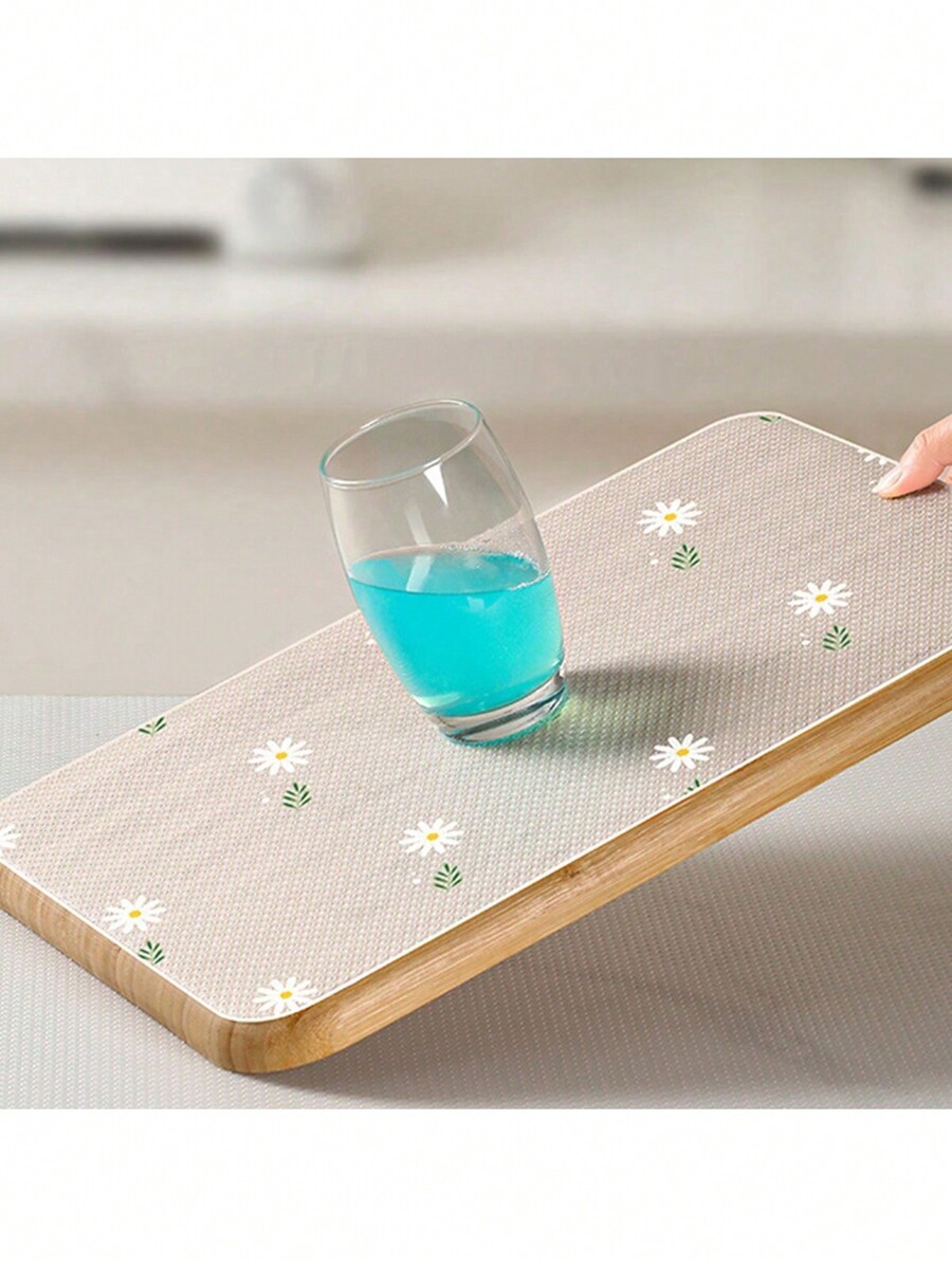 1 Roll Chrysanthemum Leaf Shelf Liner For Kitchen NonStick