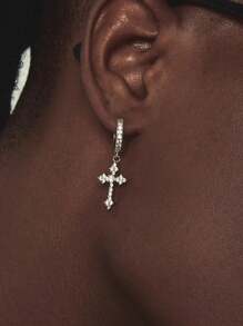 1 Pair Street Style Hip Hop Cross Rhinestone Accessories - Earrings - View 9