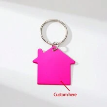1pc Customized Geometric Simple Casual Iron Stainless Steel 4-Color Key Chain, Housewarming Gift For Friends And Family Moving To New Home - Multicolor - View 6