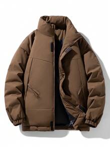 Autumn Winter Thick Warm Waterproof Windbreaker Boyfriend Style Men Outdoor Sports Jacket - Brown - View 3