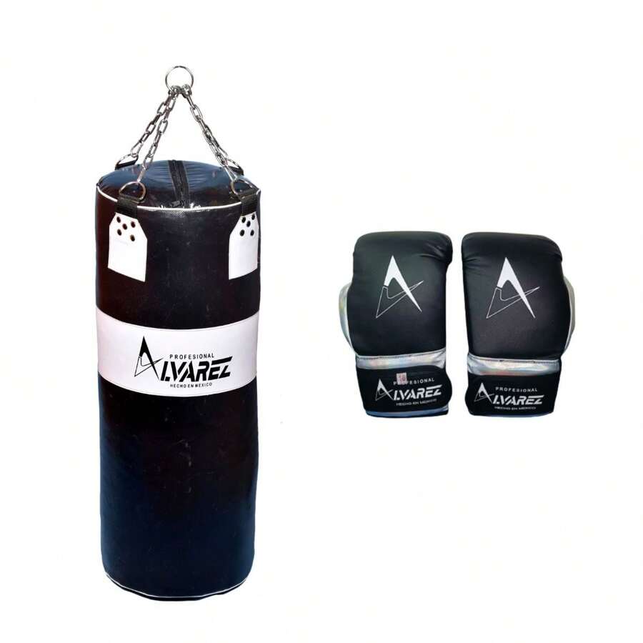 Boxing Bag Made Of CANVAS Includes 16oz Boxing Gloves - Black - View 1