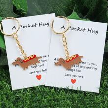 1/2个可爱的腊肠犬钥匙扣：充满爱意和大大的拥抱的口袋拥抱！ - 送给爱狗人士的完美礼物 - 彩色 - 查看 1