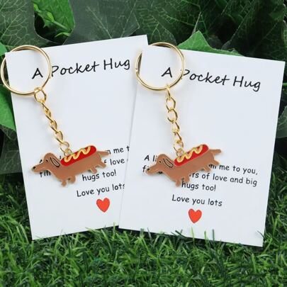 1pc/2pcs Adorable Sausage Dog Keychain: A Pocket Hugs Filled With Love And Big Hugs Too! - Perfect Gift For Dog Lovers