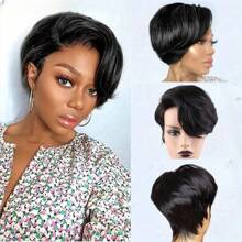 Short Human Hair Wigs Pixie Cut Straight Remy 13x4x1 Transparent Straight Bob Human Hair Wigs For Women - SNatural - View 2