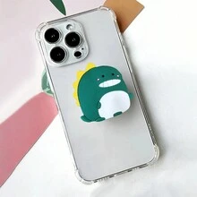 1 件恐龙装饰伸缩手机支架，滑动手机支架，创意可折叠休闲手机支架 - 綠色 - 查看 3