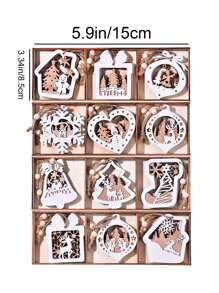 3PCS Farmhouse Drewniane ozdoby świąteczne w kształcie płatków śniegu, wiszące ozdoby choinkowe, drewniane ozdoby decoupage DIY Craft w kształcie płatków śniegu, rustykalne ozdoby reniferowe, zimowe dekoracje świąteczne w krainie czarów ze sznurkiem, Halloween, dekoracja na Halloween
