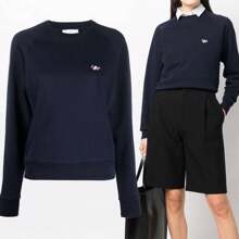 Maison Kitsuné Tricolor Fox Patch Adjusted Sweatshirt Navy