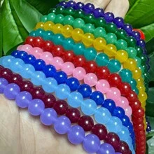 Naturalny czerwony żółty niebieski chalcedon AAAAA luźne koraliki do wyrobu biżuterii DIY zawieszki bransoletki kolczyki 15" pasmo 4/6/8/10mm