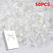 Paquete de 50 lazos de cinta de satén, para envolver regalos, decoración, hacer diademas y pinzas para el cabello, cestas de regalo, paquetes de cumpleaños, decoraciones navideñas, decoración de oficina, coronas, bodas, despedidas de soltera, suministros de fiesta de San Valentín