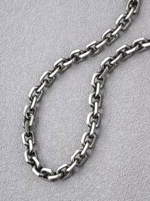 1 pieza Collar de cadena de acero inoxidable vintage desgastado, colgante de estilo minimalista y elegante hip hop para hombres